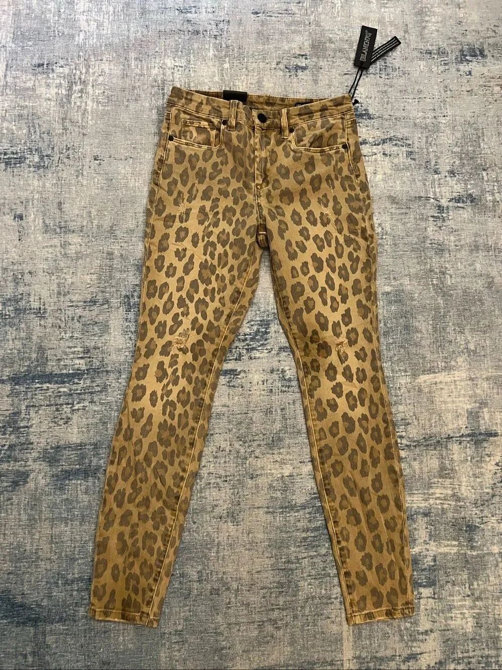 BlankNYC The Bond Tan Brown Leopard Print Mid Rise Skinny Jeans Women's 27"